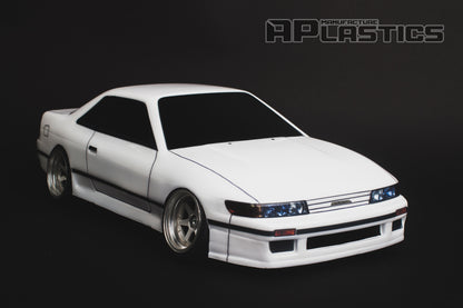 Nissan Silvia S13 V1 Stock 1/10 RC body shell front view for 255–260mm wheelbase drift chassis