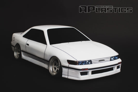 Nissan Silvia S13 V1 Stock 1/10 RC body shell front view for 255–260mm wheelbase drift chassis