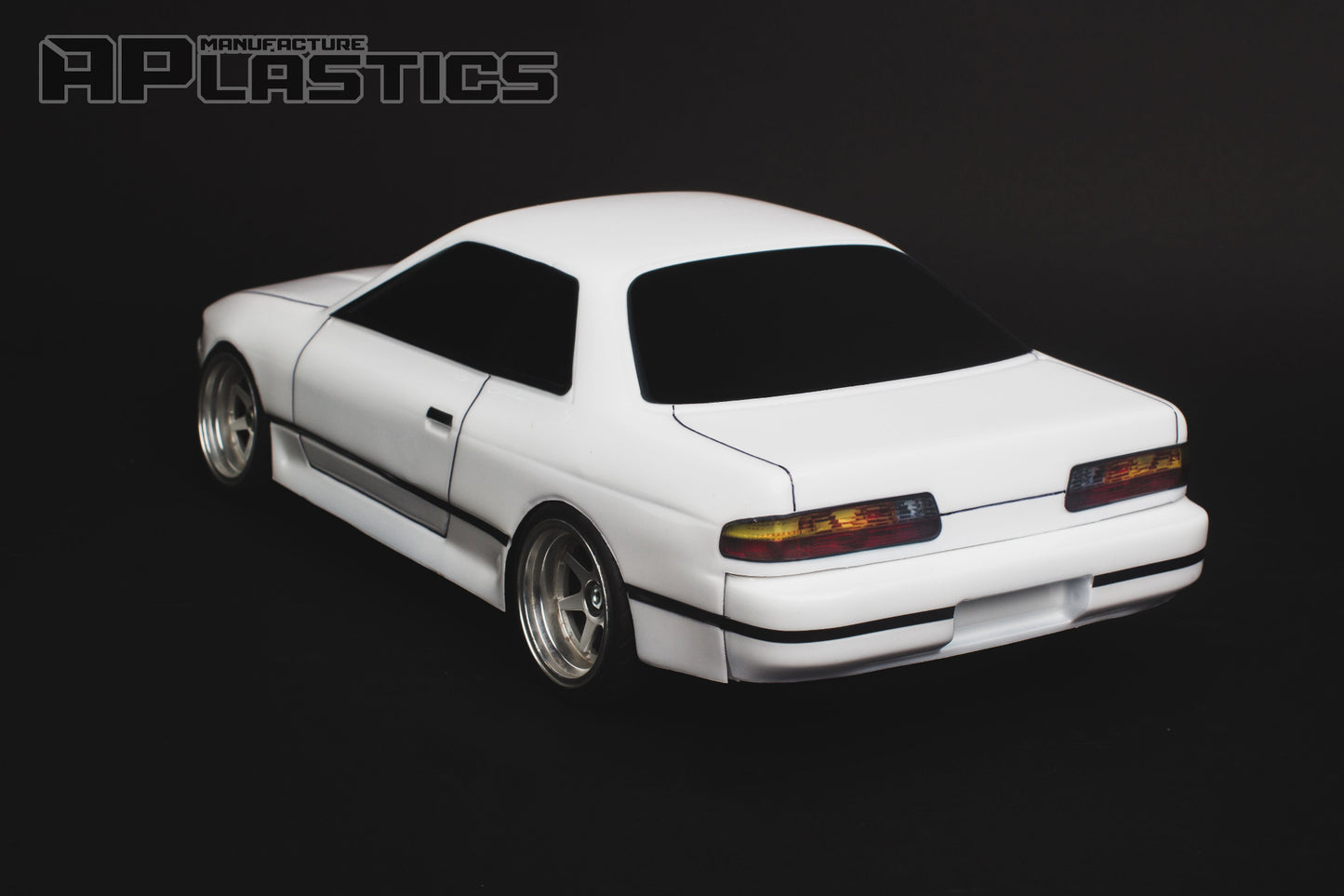 Nissan Silvia S13 V1 Stock 1/10 RC body shell rear view with timeless JDM performance styling