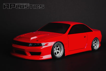 Nissan S14 Odyvia 1/10 RC body shell front view for 255–260mm wheelbase drift chassis