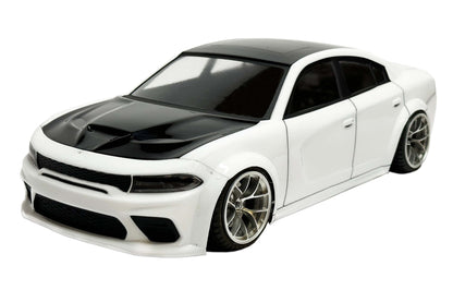 Charger SRT 2022 Wide 1/10 RC body shell front view for 255–260mm wheelbase drift chassis