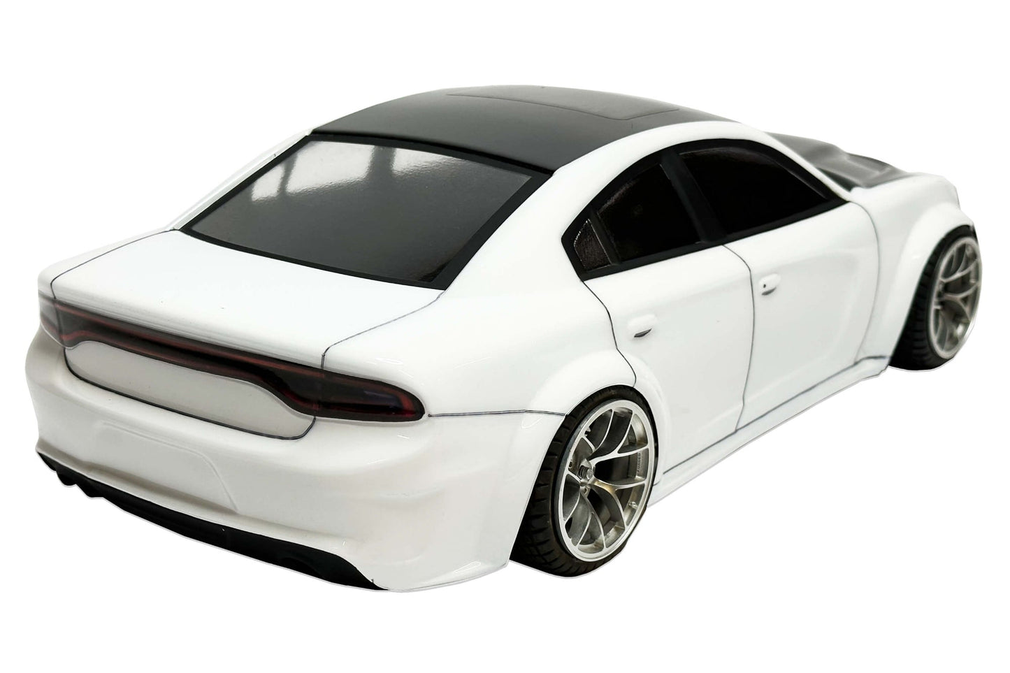 Charger SRT 2022 Wide 1/10 RC body shell rear view with modern widebody performance styling