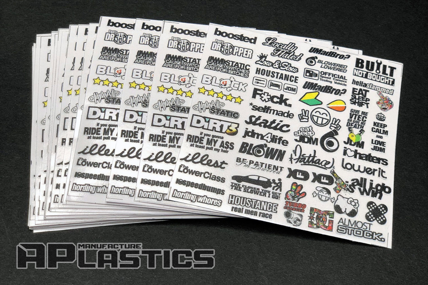 APlastics RC sticker set 1 for Lexan body shell detailing and customization