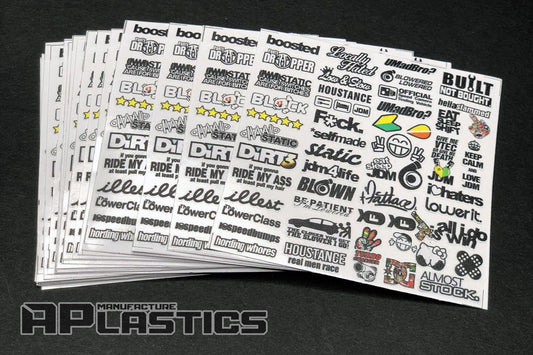 APlastics RC sticker set 1 for Lexan body shell detailing and customization