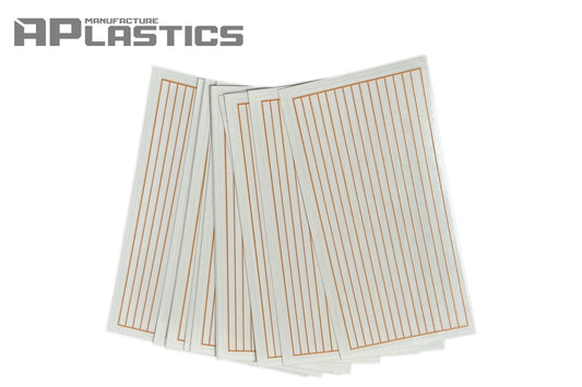 APlastics transparent rear window defroster grid decal shown on white backing sheet for RC body shell detailing