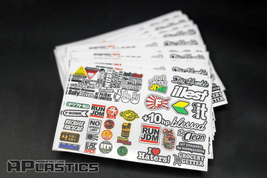 APlastics RC sticker set 2 for Lexan RC body shell customization and detailing