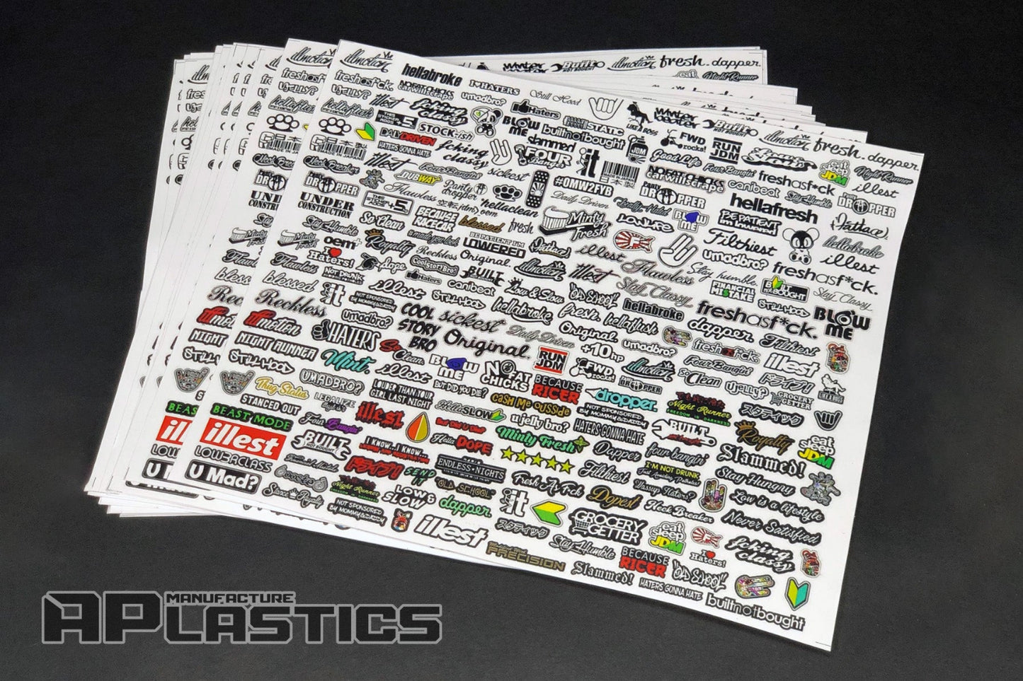 APlastics RC sticker set 4 for Lexan RC body shell customization and detailing