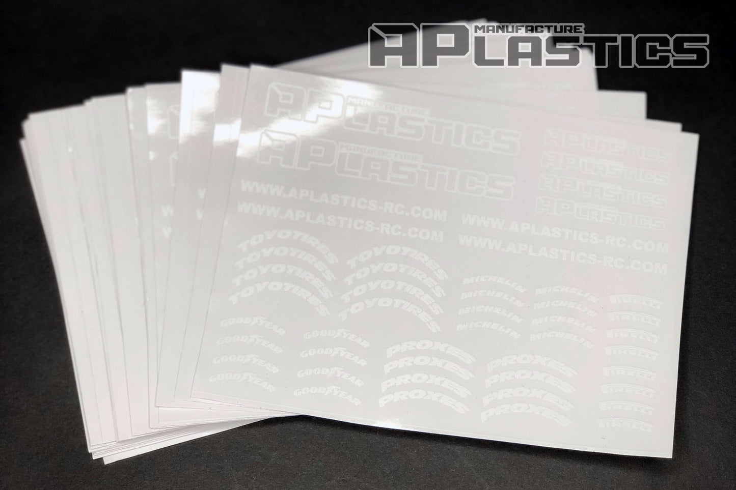 APlastics RC sticker set 6 for Lexan RC body and wheels customiz ation and detailing