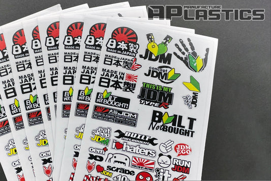 APlastics RC sticker set 7 for Lexan RC body shell customization and detailing