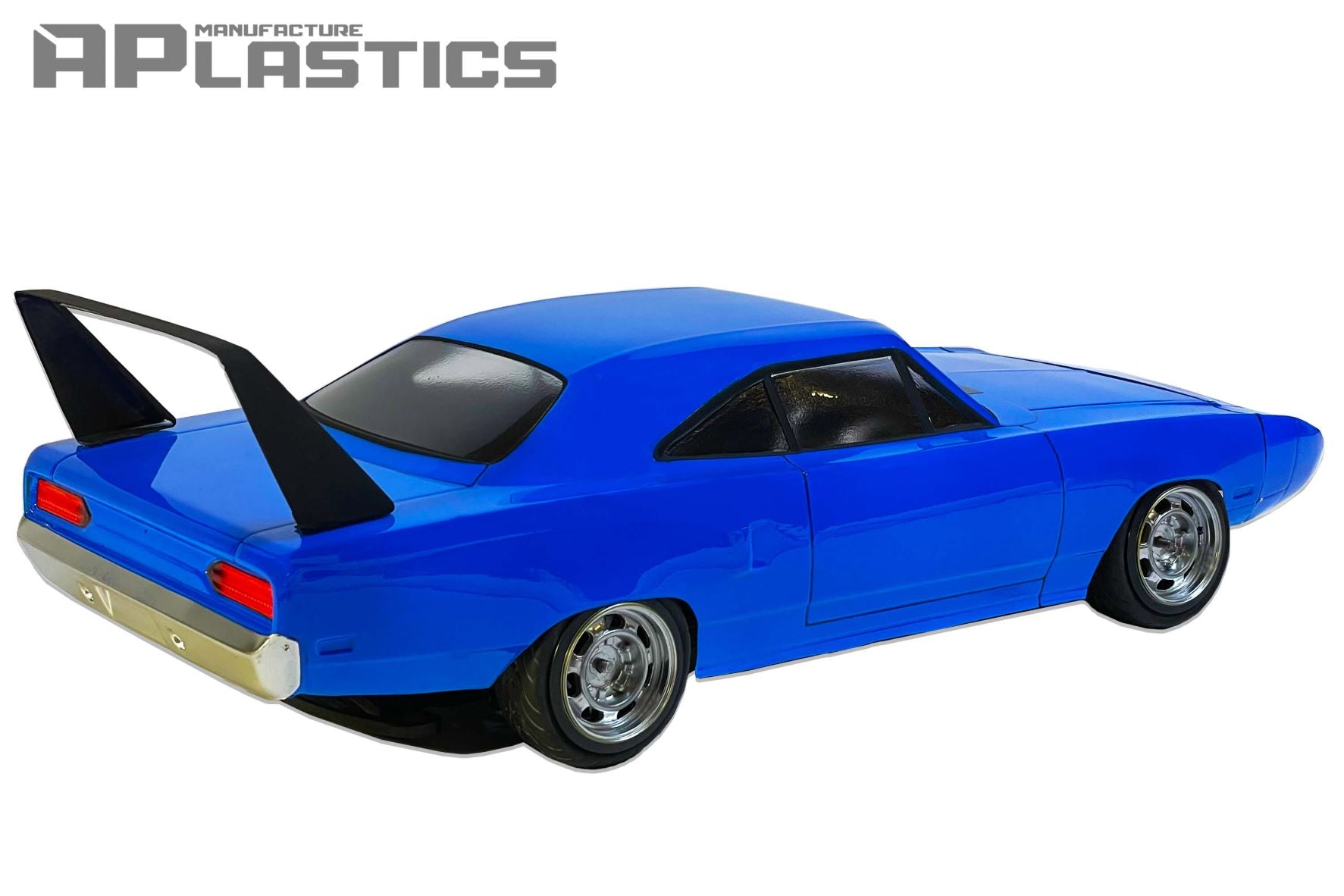 Plymouth Superbird 1/10 RC body shell rear view featuring the iconic tall rear wing
