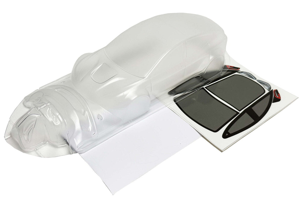 Tesla Model 3 clear Lexan RC body shell for 1/24 drift chassis with 110mm wheelbase