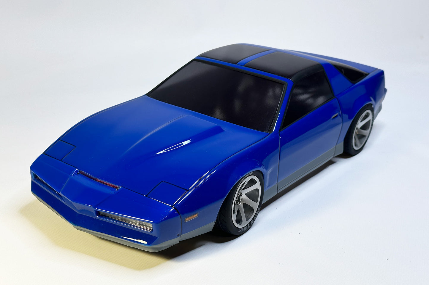 Firebird Trans Am 1982 1/10 RC body shell front view for drift and touring chassis with 255-260mm wheelbase