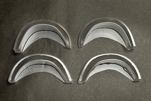 APlastics Universal Fender Kit 2 bolt-on flares, +10mm width, clear Lexan for 1/10 RC drift bodies
