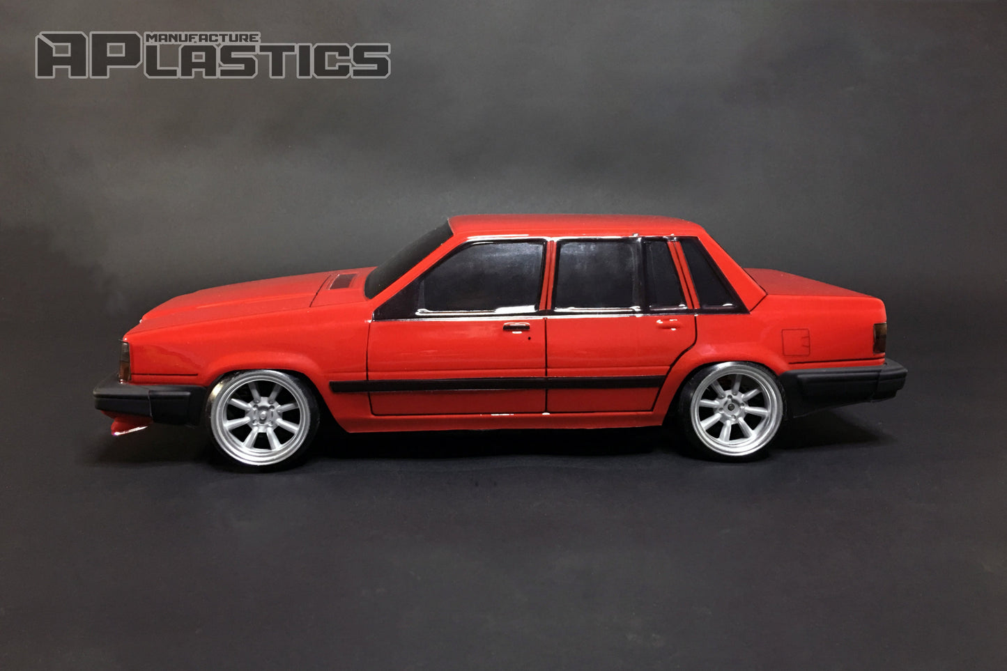 Volvo 740 Lexan RC body shell side profile showing classic boxy performance sedan proportions