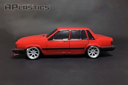 Volvo 740 Lexan RC body shell side profile showing classic boxy performance sedan proportions
