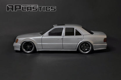 W124 E500 Lexan RC body shell side profile showing classic executive performance proportions
